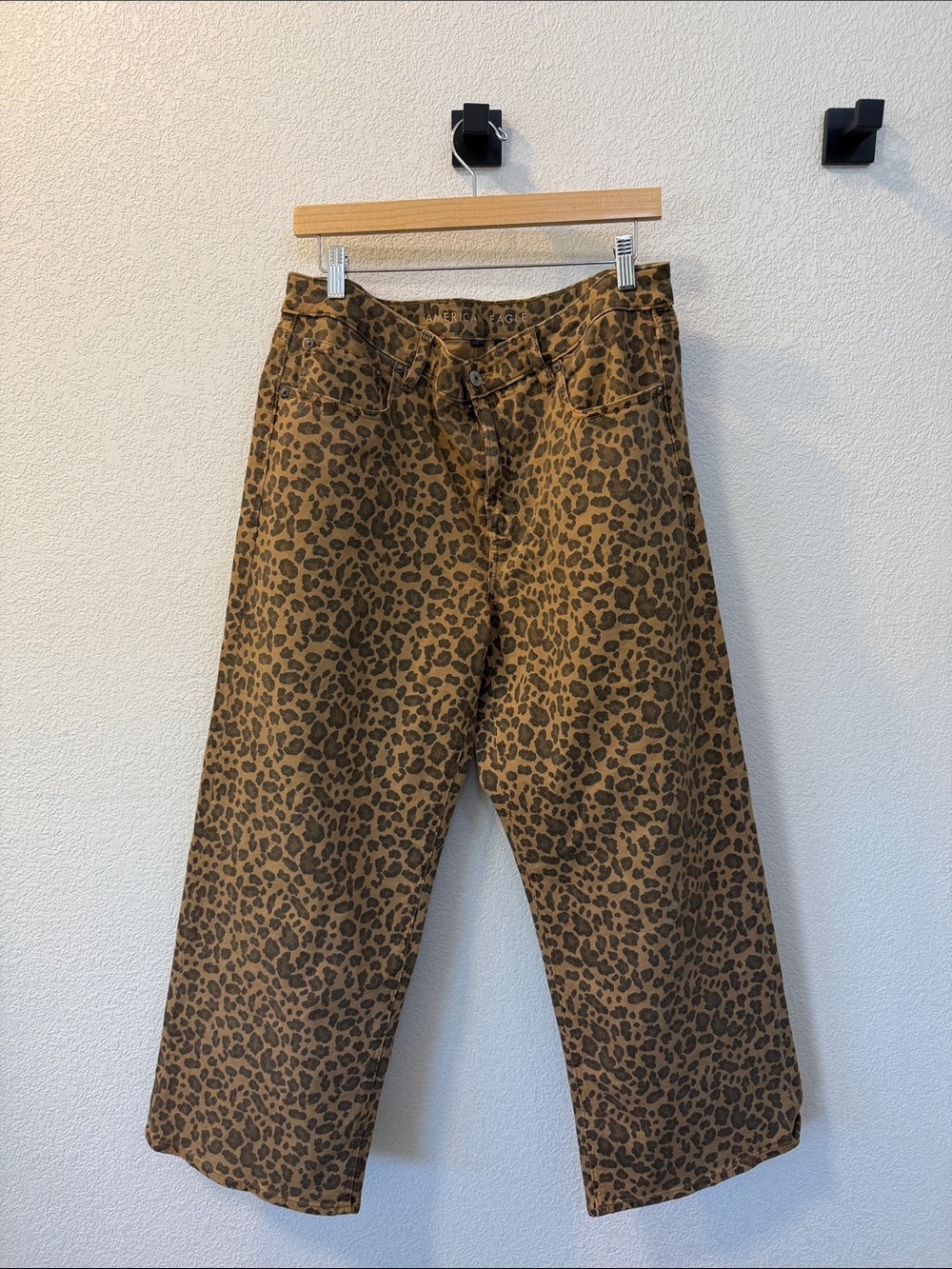 American Eagle Outfitters Leopard Print Cropped Jeans - Brown & Black